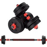 ForzaFit Halterset 15kg - Dumbbelset - Barbell Halterstang met Gewichten - Fitness Stang - Zwart