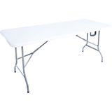 IVOL Vouwtafel 180x74x74 - Wit - Kunststof - Inklapbare plooitafel
