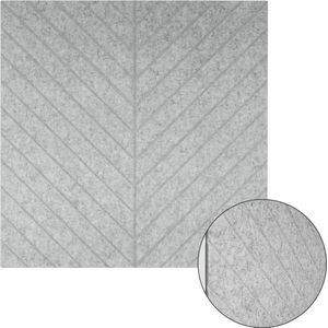 Akoestisch wandpaneel PET-vilt - 100x100cm - Visgraat motief Lichtgrijs