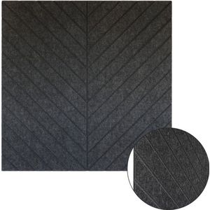 Akoestisch wandpaneel PET-vilt - 100x100cm - Visgraat motief Antraciet