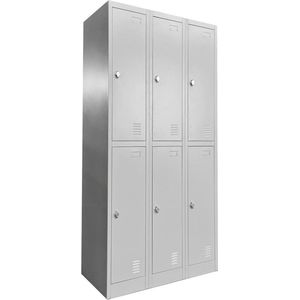 IVOL Metalen Lockerkast Grijs - 90x185x45 cm - 6 Deurs