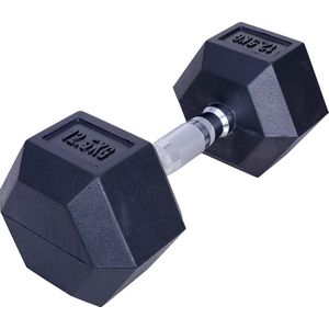 ForzaFit Hexagon Dumbbell 12.5 kg - Zwart - Rubber - Halter Gewicht voor Fitness