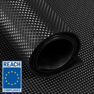 Rubber loper / rubbermat op rol - Piramide motief zwart - 3 mm - Breedte 100 cm - Per strekkende meter