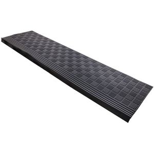 ANRO Rubberen Trapmatten – 120x30 Cm | Antislip Binnen & Buiten | Met Gele Veiligheidsstrepen | 4 Cm Dik