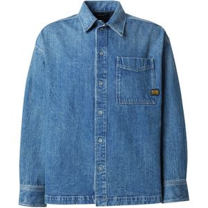 G-STAR RAW Boxy Fit Overhemd - Blauw - Katoen - Lange Mouwen