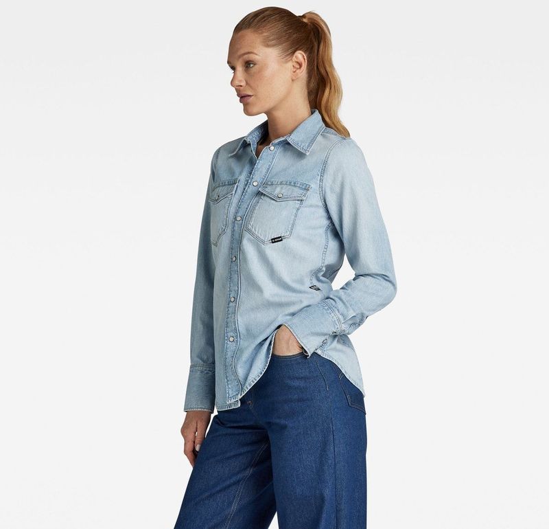 G-STAR RAW - Western Slim Fit - Overhemd - Katoen - Blauw