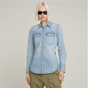 Slim Western Shirt met lange mouwen, Blauw (Sun Faded Blue Mist D24343-d539-g342), S
