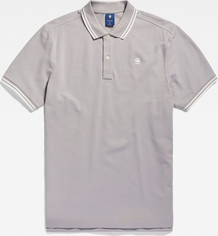G-Star - Dunda Slim Stripe - Polo - Grijs - Korte Mouwen - Biologisch Katoen - Duurzaam