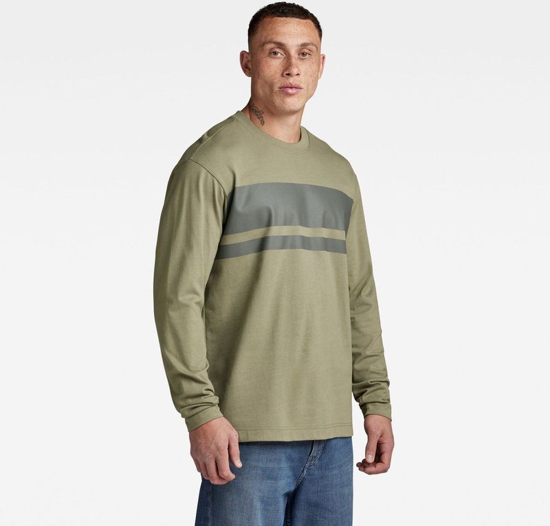 G-STAR RAW - Placed Stripe Boxy T-shirt - Groen - Longsleeves