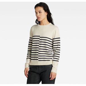G-Star RAW Gestreepte Sweater Offwhite/Zwart
