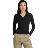 G-star Ribbed Lange Mouw Poloshirt Zwart XS Vrouw