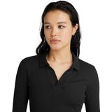 G-star Ribbed Lange Mouw Poloshirt Zwart XS Vrouw
