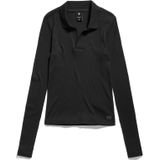 G-star Ribbed Lange Mouw Poloshirt Zwart XS Vrouw