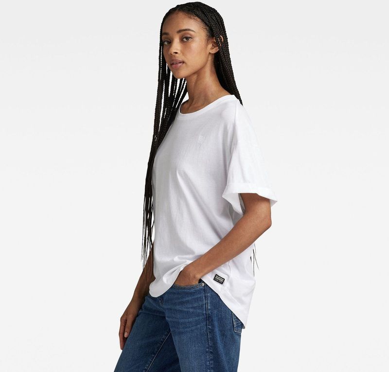 G-STAR - Shirt - Wit - Ronde Hals - Losse Pasvorm - Kwartmouw