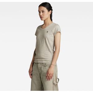 T-shirt - Gestreept - Jersey - V-hals - Kwartmouw