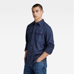 Marine - Slim Fit Overhemd - Blauw - Katoen - Knoopsluiting