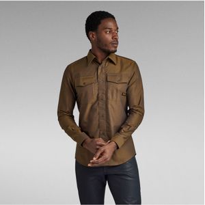 G-Starvoor mannen. D24963-7665-G295 Bruin marine overhemd (S), Casual, Denim, Lange mouwen, Biologisch katoen, Duurzaam