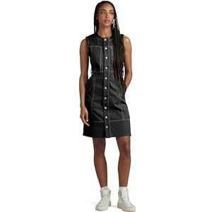 G-STAR RAW Button Through Dress Sless Casual jurk voor dames, Zwart (Dk Black D24269-c105-6484)