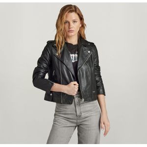 G-star Biker Jas - Zwart - Leren - Regular Fit - Korte Lengte