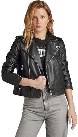 G-star Biker Jas - Zwart - Leren - Regular Fit - Korte Lengte