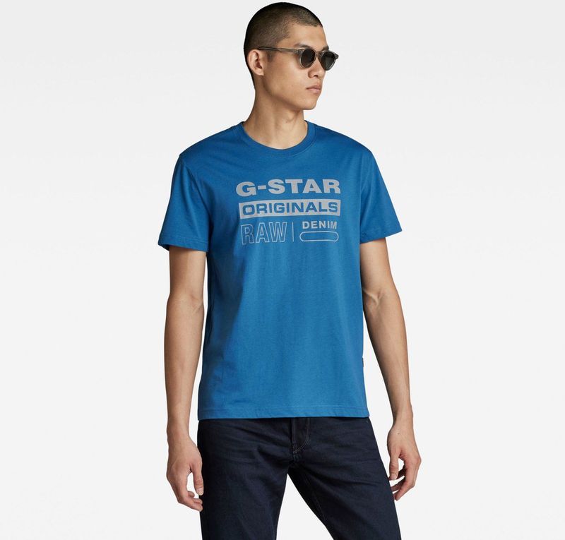 G-Starvoor mannen. D25020-336-110 Reflecterend Originals T-shirt wit (XS), Casual, Korte mouwen, Biologisch katoen, Duurzaam