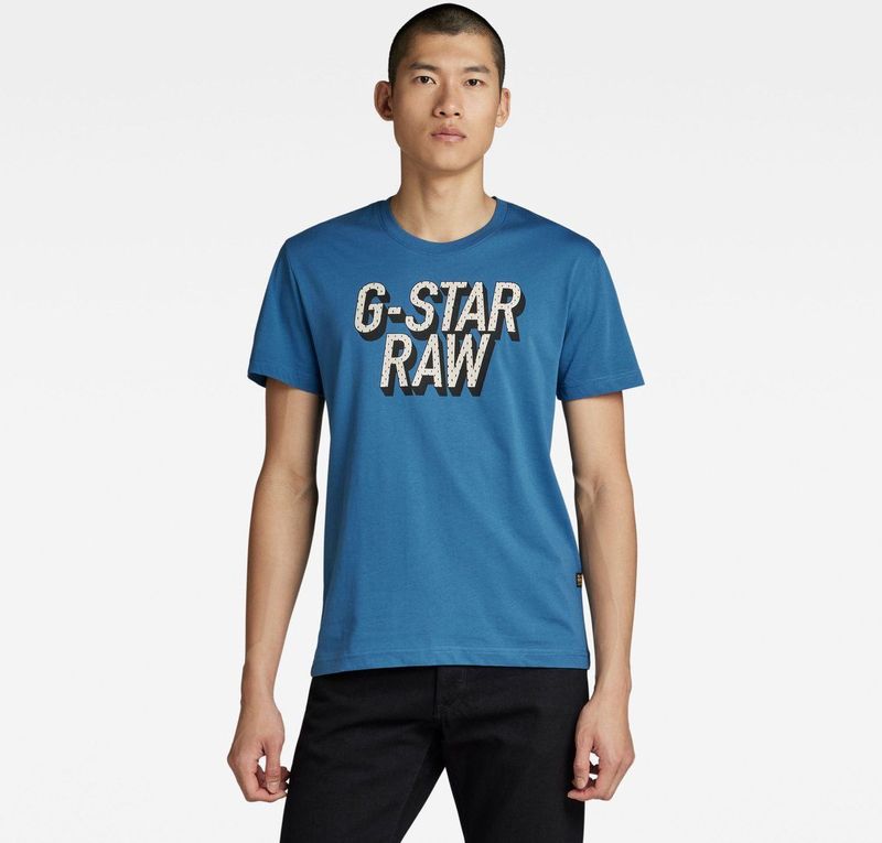 G-Starvoor mannen. D25021-336-110 3D T-shirt met stippen wit (XS), Casual, Korte mouwen, Biologisch katoen, Duurzaam