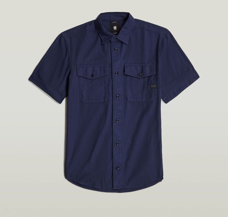 G-Star - D19751-D454-B597 Overhemd - Marine - Katoen - Korte Mouwen