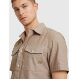 Service - Slim Fit Overhemd - Marine - 100% Katoen - Korte Mouwen