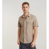 Service - Slim Fit Overhemd - Marine - 100% Katoen - Korte Mouwen