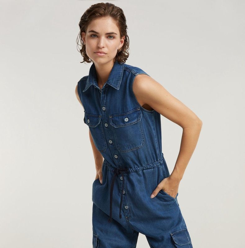 Soft Utility Jumpsuit - Midden blauw - Dames