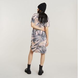 G-Star - D24484-D611-G538 - Bedrukte Losse T-jurk - Wit - Korte Mouwen - Biologisch Katoen