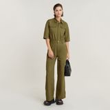 Jumpsuit - Katoen - Hoge Taille - Rechte Pasvorm - Korte Mouwen