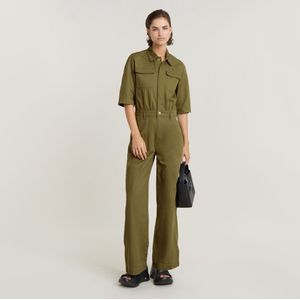 Jumpsuit - Katoen - Hoge Taille - Rechte Pasvorm - Korte Mouwen