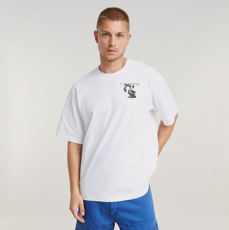 G-star - Industry Back - T-shirt - Wit - Oversized Fit - Korte Mouwen