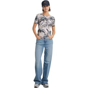 T-shirt - Bloemenprint - Katoen - Ronde Hals - Kwartmouw - Normale Pasvorm