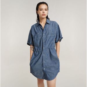 G-Star RAW - Relaxed Trekkoord Dress - Blauw - Katoen