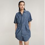 G-Star RAW - Relaxed Trekkoord Dress - Blauw - Katoen