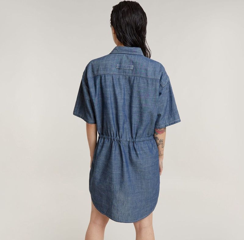 G-Star RAW - Relaxed Trekkoord Dress - Blauw - Katoen