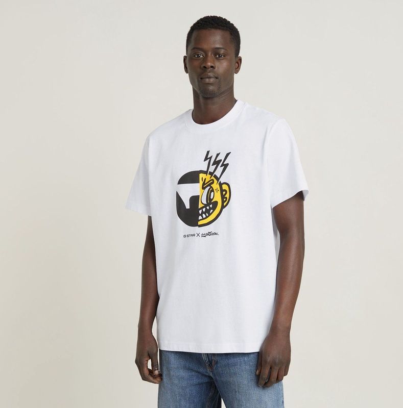 G-star Face Cartoon Loose T-shirt Met Korte Mouwen Wit S Man