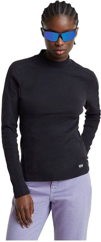 G-Star RAW - Mock Top - T-shirt - Zwart - Biologisch Katoen - Slim Fit