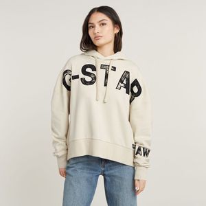 G-STAR RAW - Embro-print Hoodie - Wit Krijt - Katoen