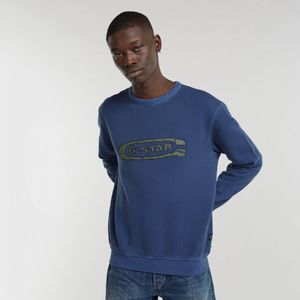 G-star Destroyed G Logo Washed Sweatshirt Blauw Man