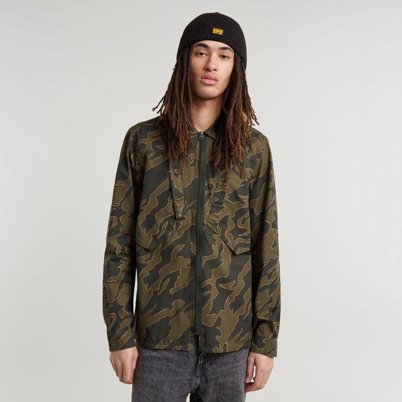 G-Starvoor mannen. D25199-D386-G739 Slant Pocket Regular Overhemd groen (XS), Casual, Lange mouwen, Duurzaam