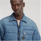 G-Starvoor mannen. D25201-D777-G794 Gewatteerd vliegeniersjack met rits blauw (XS), Casual, Biologisch katoen, Duurzaam