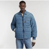 G-Starvoor mannen. D25201-D777-G794 Gewatteerd vliegeniersjack met rits blauw (XS), Casual, Biologisch katoen, Duurzaam
