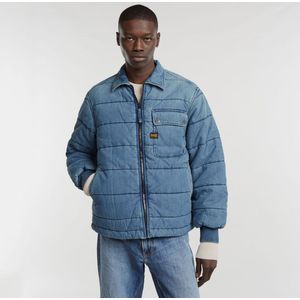 G-Starvoor mannen. D25201-D777-G794 Gewatteerd vliegeniersjack met rits blauw (XS), Casual, Biologisch katoen, Duurzaam