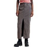 G-star - D25237-D730 - Midi Rok - Zwart - 98% Katoen, 2% Elastaan, Hoge Taille, Split aan de Voorkant