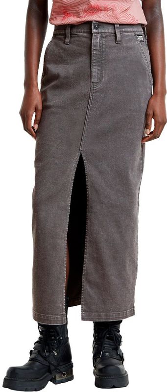 G-star - D25237-D730 - Midi Rok - Zwart - 98% Katoen, 2% Elastaan, Hoge Taille, Split aan de Voorkant