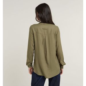 G-Starvoor vrouwen. D24441-D723-735 Shirt halve klep groen (S), Casual, Viscose, Lange mouwen