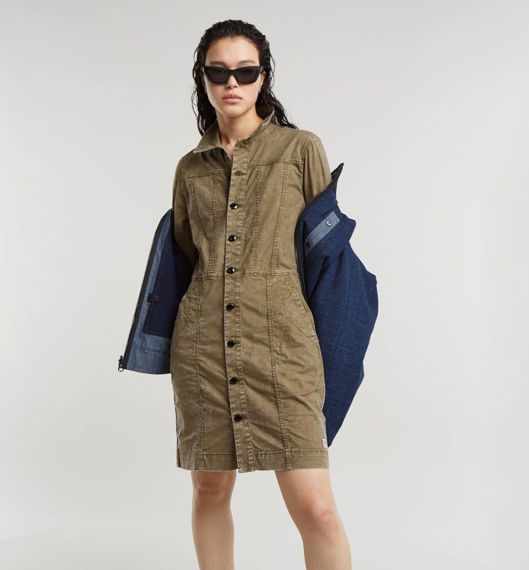 G-Star - D25244-D729-735 - Doorknoopjurk - Groen - Katoen, 3/4 Mouw